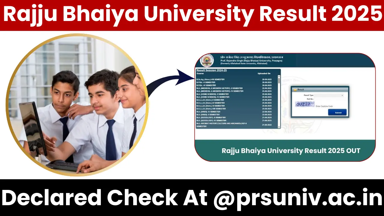 Rajju Bhaiya University Result 2025: Date Declared Check Online At @prsuniv.ac.in
